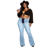 Women Plus Size Jeans High Waist Trousers