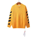 Off White Winter Sweaters Autumn and Winter Banma Line Arrow Loose Long Sleeve Knitted Men's and Women's round Neck Sweater