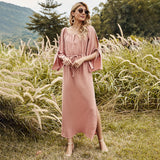 Beth Dutton Bohemian Dress Summer Spring Midi Dresses Spring Bohemian Split Maxi Dress High Waist Pure Color Dress
