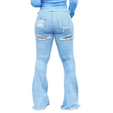 Women Plus Size Jeans Fashion Leopard Splicing Pants