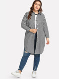 Women Plus Size Tops Long Sleeve Plaid Shirt Dress