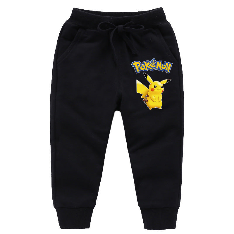Children Pokemon Pikachu Pants Ankle-Tied Trousers Pikachu Casual Sports Loose