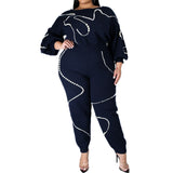 Women Plus Size Co-Ords Pearl Loose Knit Fashion Casual Two-Piece Suit