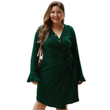 Women Plus Size MIDI Dresses V Collar Large Sexy V-neck Dress for Women