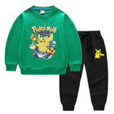 Children Pokemon Pikachu Hoodie & Pant Set Two-Piece Baby Cotton Sweater Set