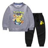 Children Pokemon Pikachu Hoodie & Pant Set Two-Piece Baby Cotton Sweater Set