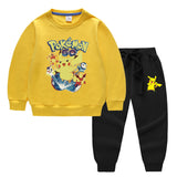 Children Pokemon Pikachu Hoodie & Pant Set Two-Piece Baby Cotton Sweater Set
