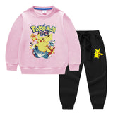 Children Pokemon Pikachu Hoodie & Pant Set Two-Piece Baby Cotton Sweater Set