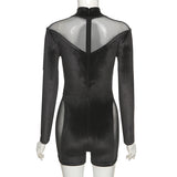 Spring and Summer New Women's Clothing Sexy See-through Stitching Mesh Hip-Lifting Jumpsuit