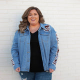 Women Plus Size Denim Coats Denim Stitching Casual Loose Jacket