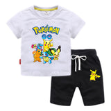 Children Pokemon Pikachu Tshirts & Shorts T-shirt Pure Cotton Short Sleeve Shorts Two Pieces Neutral