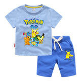 Children Pokemon Pikachu Tshirts & Shorts T-shirt Pure Cotton Short Sleeve Shorts Two Pieces Neutral