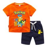 Children Pokemon Pikachu Tshirts & Shorts T-shirt Pure Cotton Short Sleeve Shorts Two Pieces Neutral