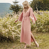 Beth Dutton Bohemian Dress Summer Spring Midi Dresses Spring Bohemian Split Maxi Dress High Waist Pure Color Dress