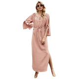 Beth Dutton Bohemian Dress Summer Spring Midi Dresses Spring Bohemian Split Maxi Dress High Waist Pure Color Dress