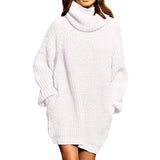 Sweater Dress Outfit With Tights 2 Pieces Set Fall Winter Fashion Long Sleeve Turtleneck Sweater Women Midi Knitted Dress