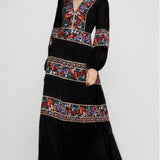 Women Dresses V-neck Flower Embroidered Sexy Fashion Dress