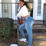 Women Plus Size Jeans Fashion Ripped Denim Pencil Pants