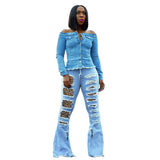 Women Plus Size Jeans Fashion Leopard Splicing Pants