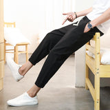 Linen Pants Straight Leg Pants Drawstring Lightweight Elastic Beach Pants Fashion Casual Pants Men's Sports Pants