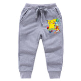 Children Pokemon Pikachu Pants Ankle-Tied Trousers Boys and Girls Cotton Casual Sports Loose