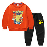 Children Pokemon Pikachu Hoodie & Pant Set Two-Piece Baby Cotton Sweater Set
