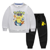 Children Pokemon Pikachu Hoodie & Pant Set Two-Piece Baby Cotton Sweater Set