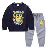 Children Pokemon Pikachu Hoodie & Pant Set Two-Piece Baby Cotton Sweater Set