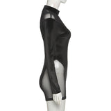 Spring and Summer New Women's Clothing Sexy See-through Stitching Mesh Hip-Lifting Jumpsuit