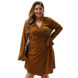 Women Plus Size MIDI Dresses V Collar Large Sexy V-neck Dress for Women