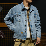 Denim Coat Men's Clothing Spring and Autumn Tops Loose-Fitting Denim Clothes plus Size Loose Men Denim Jacket