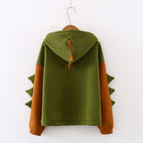 Dinosaur Sweaters Dinosaur Fleece-Lined Long-Sleeved Hooded Sweater For Women