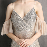 Sequin Evening Dress Tassel Sequin Fishtail Evening Party Dress for Women