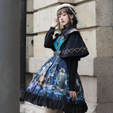 Gothic Lolita Harajuku Style Clothing Lolita Autumn and Winter Small Skirt JSK Japanese-Style Retro Dress Cape and Shawl