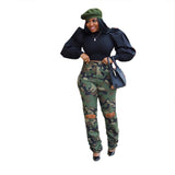 Women Plus Size Jeans Ripped Slim Fit Camouflage Pants