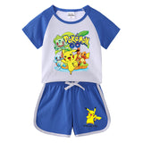 Children Pokemon Pikachu Tshirts & Shorts Short-Sleeved T-shirt Shorts Casual Sports Two-Piece Neutral