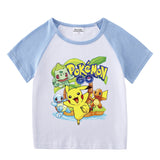 Children Pokemon Pikachu Tshirts & Shorts Short-Sleeved T-shirt Shorts Casual Sports Two-Piece Neutral