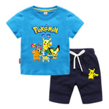 Children Pokemon Pikachu Tshirts & Shorts T-shirt Pure Cotton Short Sleeve Shorts Two Pieces Neutral