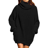 Sweater Dress Outfit With Tights 2 Pieces Set Fall Winter Fashion Long Sleeve Turtleneck Sweater Women Midi Knitted Dress