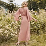 Beth Dutton Bohemian Dress Summer Spring Midi Dresses Spring Bohemian Split Maxi Dress High Waist Pure Color Dress