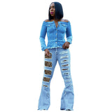 Women Plus Size Jeans Fashion Leopard Splicing Pants