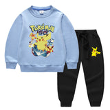 Children Pokemon Pikachu Hoodie & Pant Set Two-Piece Baby Cotton Sweater Set