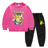 Children Pokemon Pikachu Hoodie & Pant Set Two-Piece Baby Cotton Sweater Set