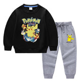 Children Pokemon Pikachu Hoodie & Pant Set Two-Piece Baby Cotton Sweater Set