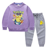 Children Pokemon Pikachu Hoodie & Pant Set Two-Piece Baby Cotton Sweater Set