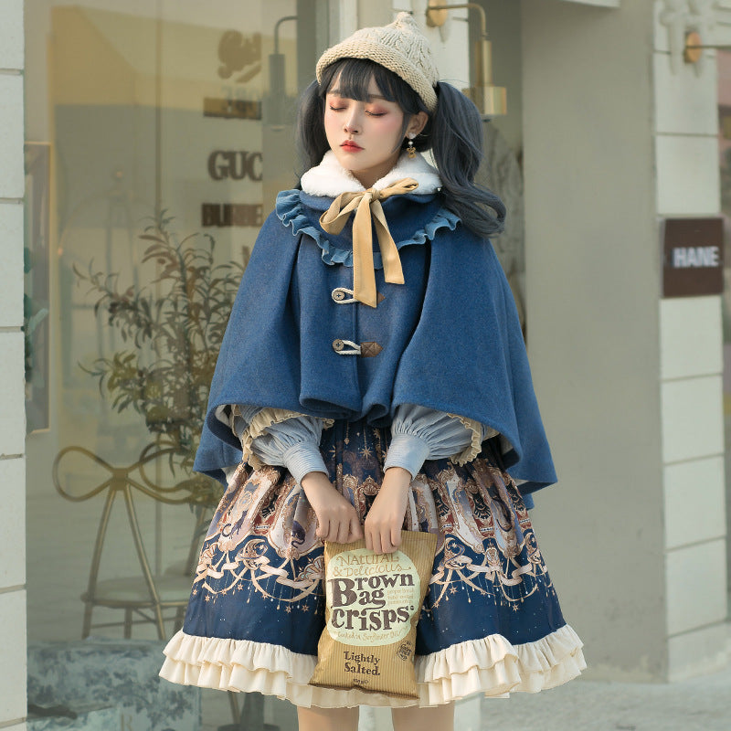 Gothic Lolita Harajuku Style Clothing Lolita Small Skirt SK Vintage Court Style Skirt Autumn and Winter Cloak