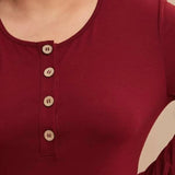 Women Plus Size Maxi Dresses Solid Color Round Neck Button Long Sleeve Dress