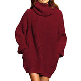 Sweater Dress Outfit With Tights 2 Pieces Set Fall Winter Fashion Long Sleeve Turtleneck Sweater Women Midi Knitted Dress
