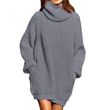 Sweater Dress Outfit With Tights 2 Pieces Set Fall Winter Fashion Long Sleeve Turtleneck Sweater Women Midi Knitted Dress