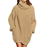 Sweater Dress Outfit With Tights 2 Pieces Set Fall Winter Fashion Long Sleeve Turtleneck Sweater Women Midi Knitted Dress